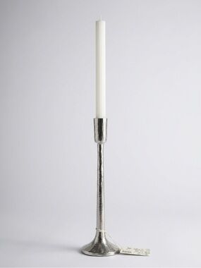 Cost Plus World Market Silver Hammered Taper Candle Holder